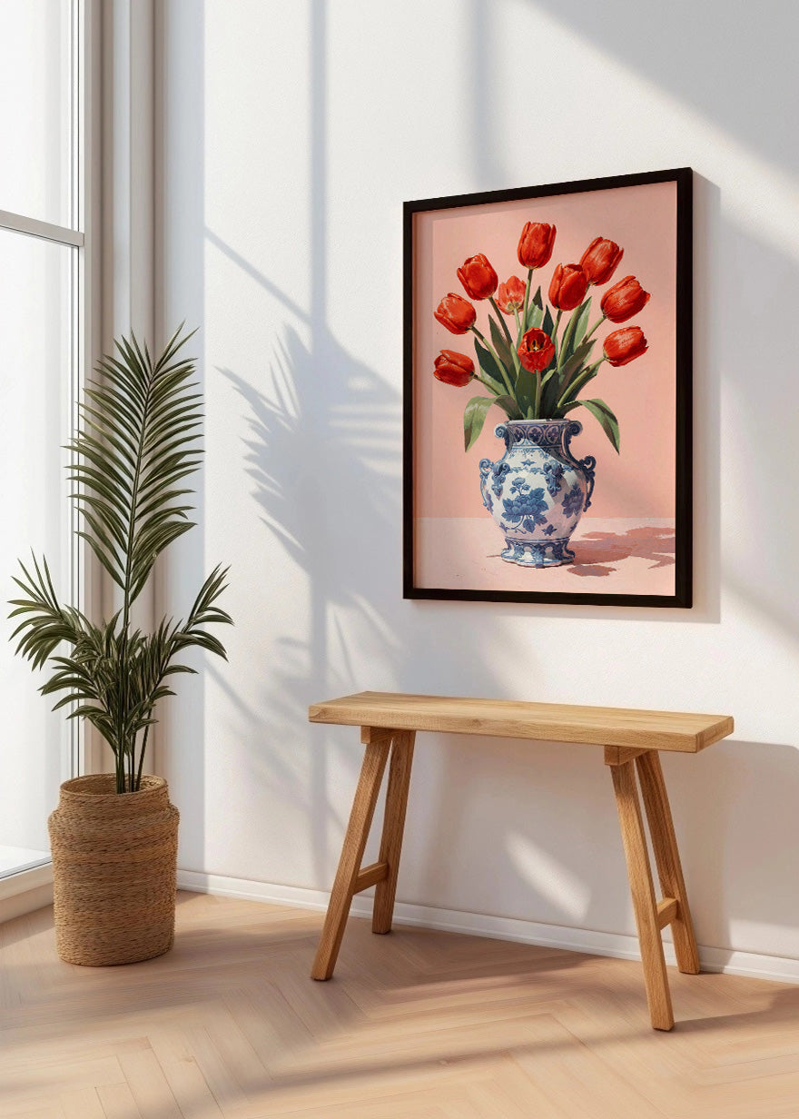 Cuadro Jarrón de flores rojas