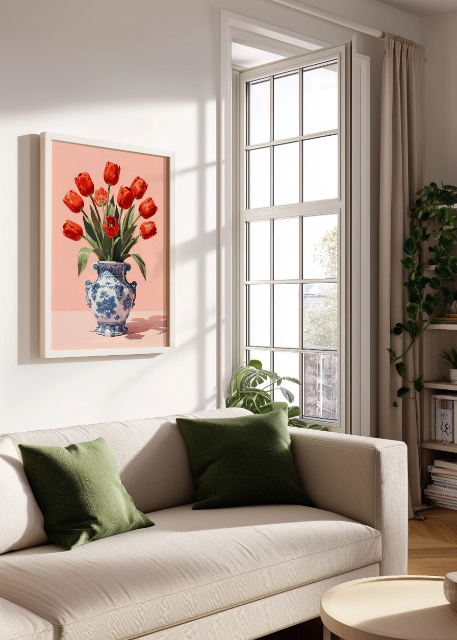 Cuadro Jarrón de flores rojas