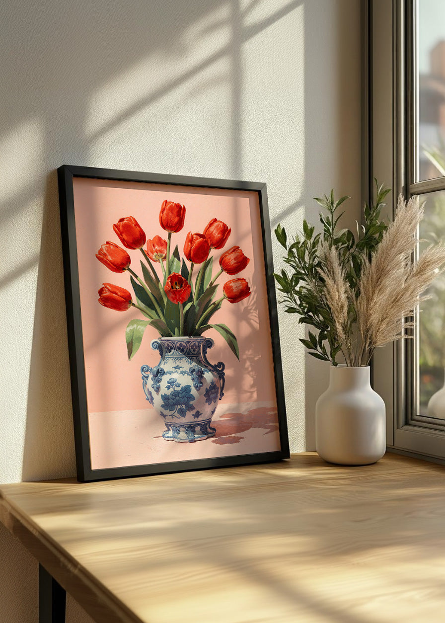Cuadro Jarrón de flores rojas