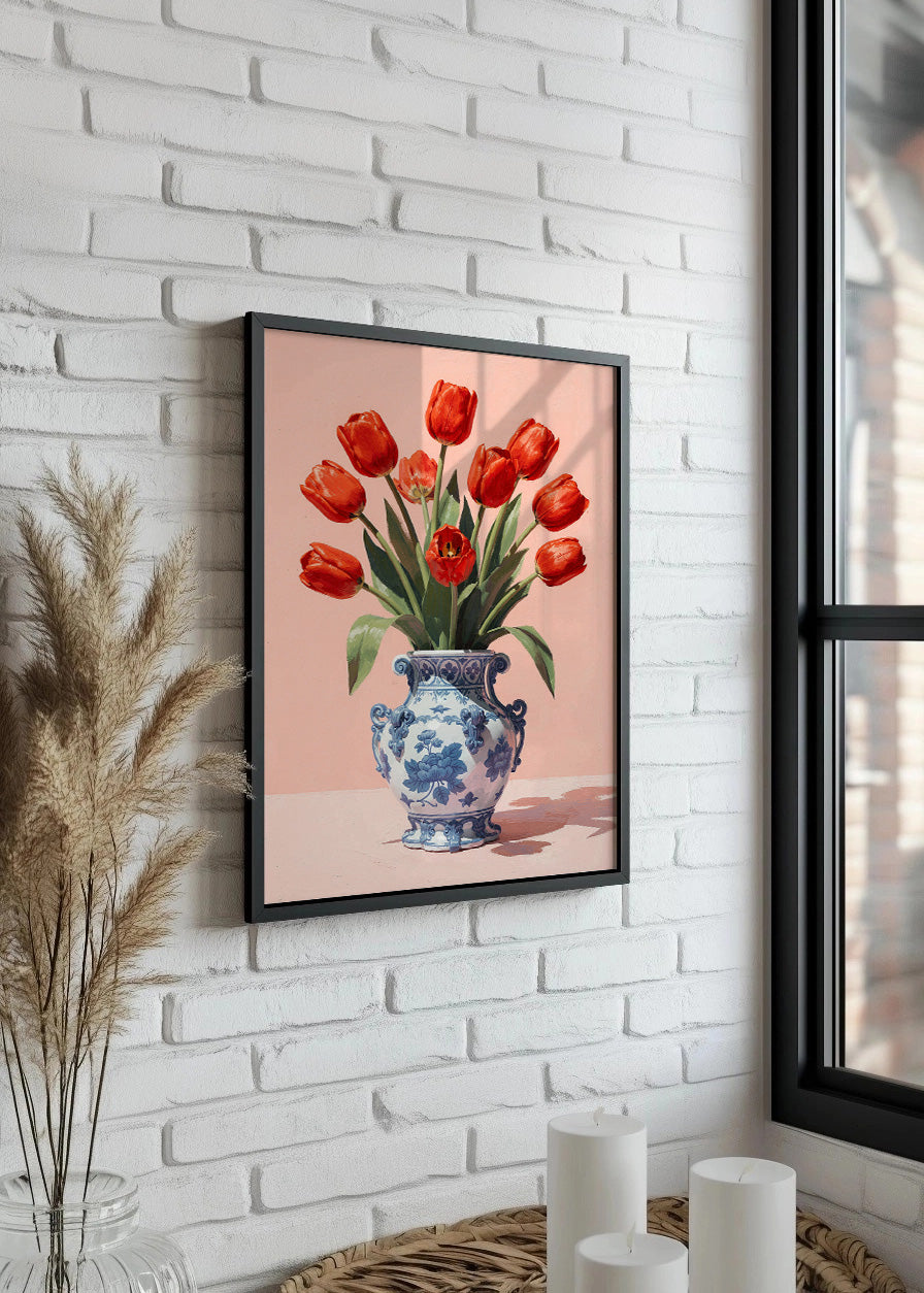 Cuadro Jarrón de flores rojas