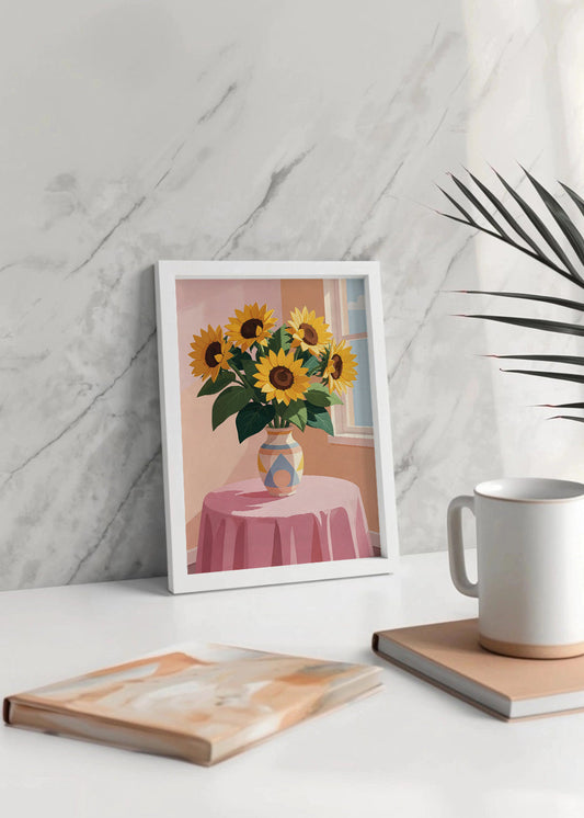 Cuadro Jarron de girasoles minimalista