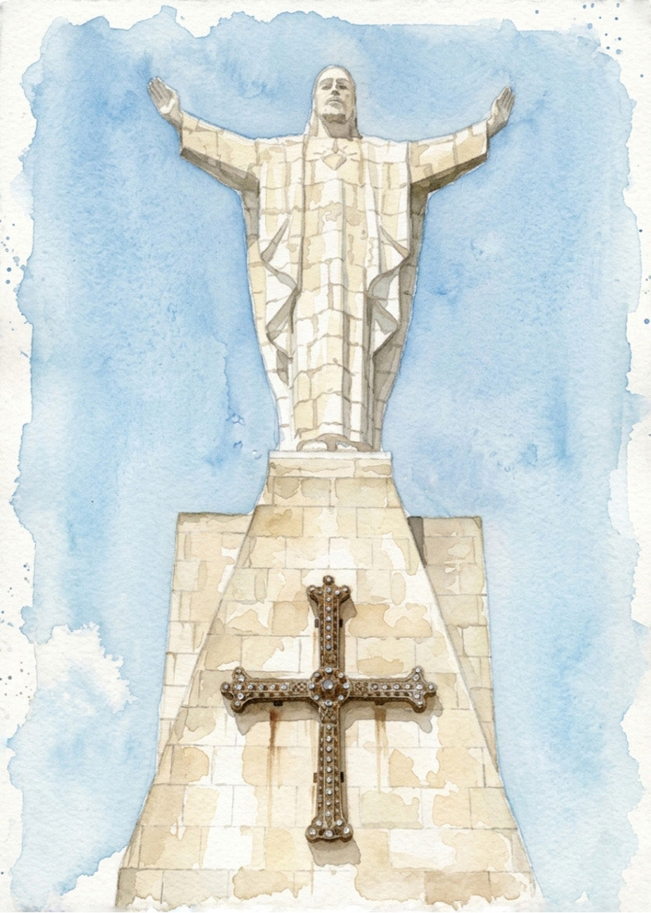 Cuadro Jesús del Sagrado Corazón - Acuarela