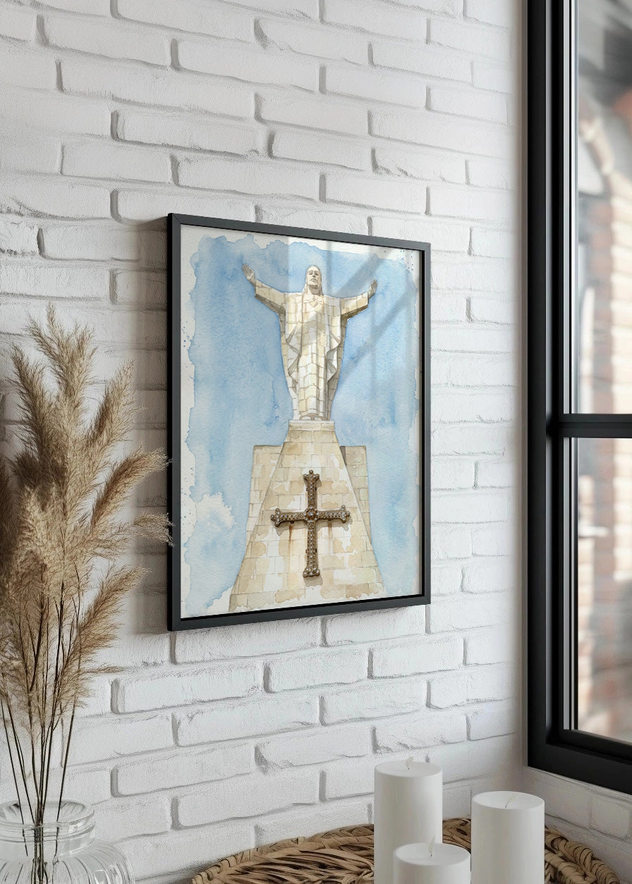 Cuadro Jesús del Sagrado Corazón - Acuarela