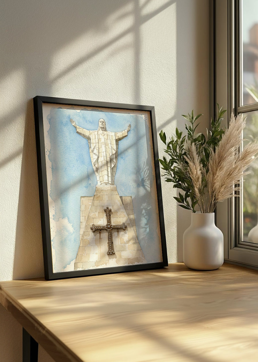 Cuadro Jesús del Sagrado Corazón - Acuarela