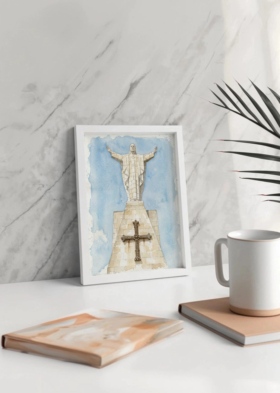 Cuadro Jesús del Sagrado Corazón - Acuarela