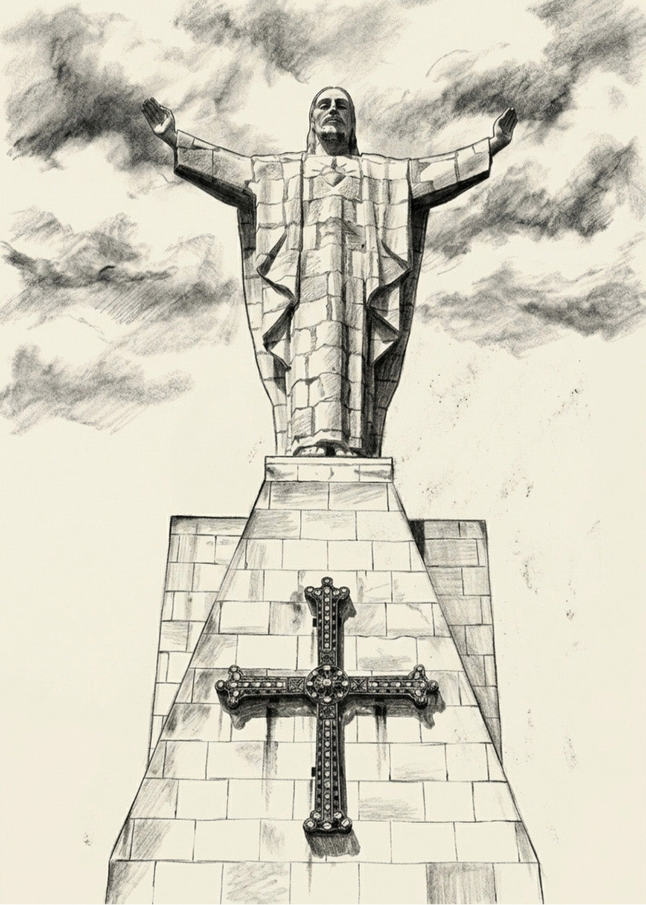Cuadro Jesús del Sagrado Corazón Oviedo - Lápiz