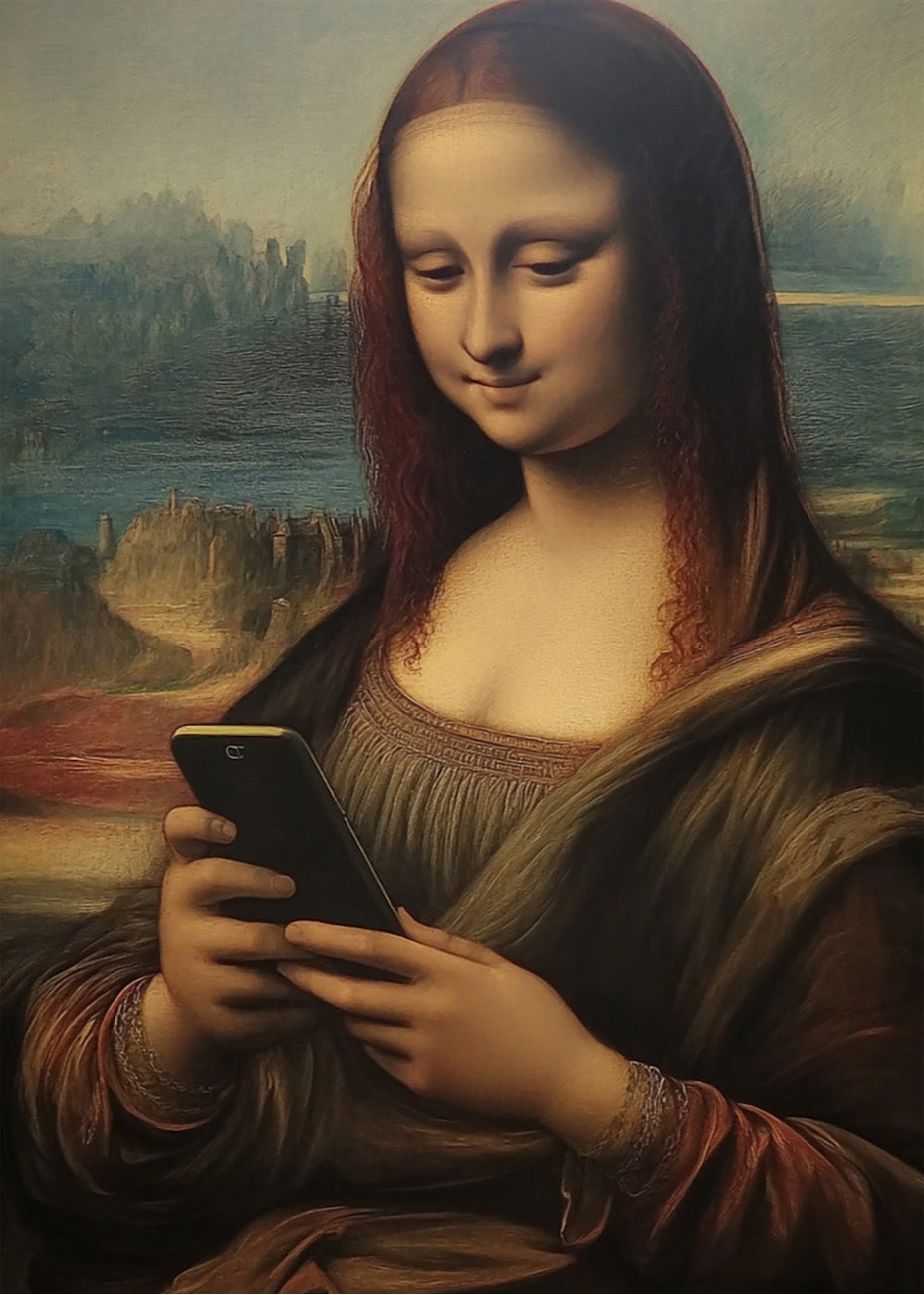 Cuadro ​La Mona Lisa chateando con el móvil