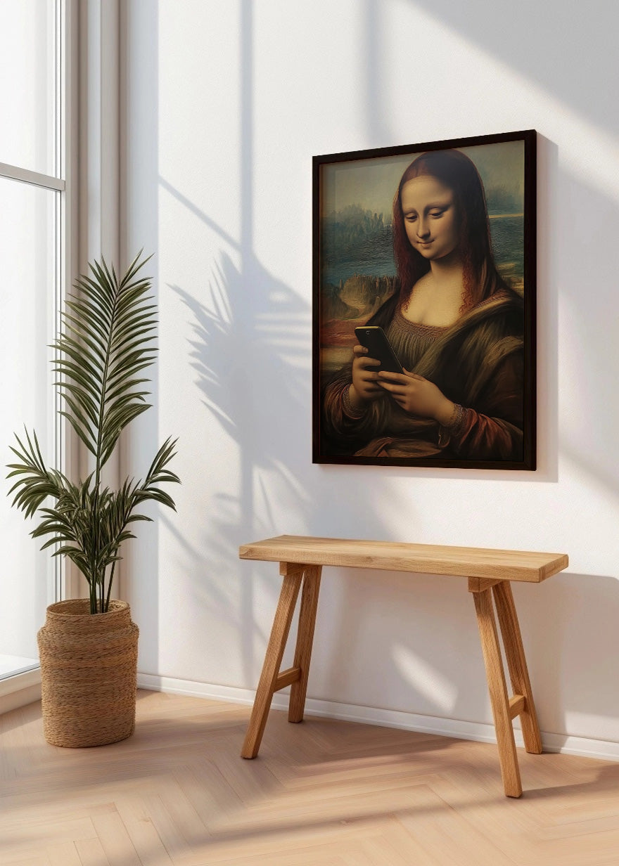 Cuadro ​La Mona Lisa chateando con el móvil