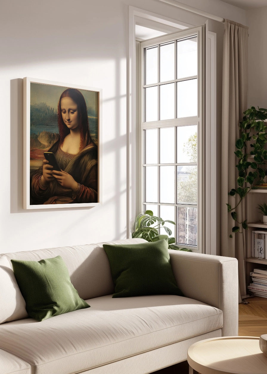 Cuadro ​La Mona Lisa chateando con el móvil