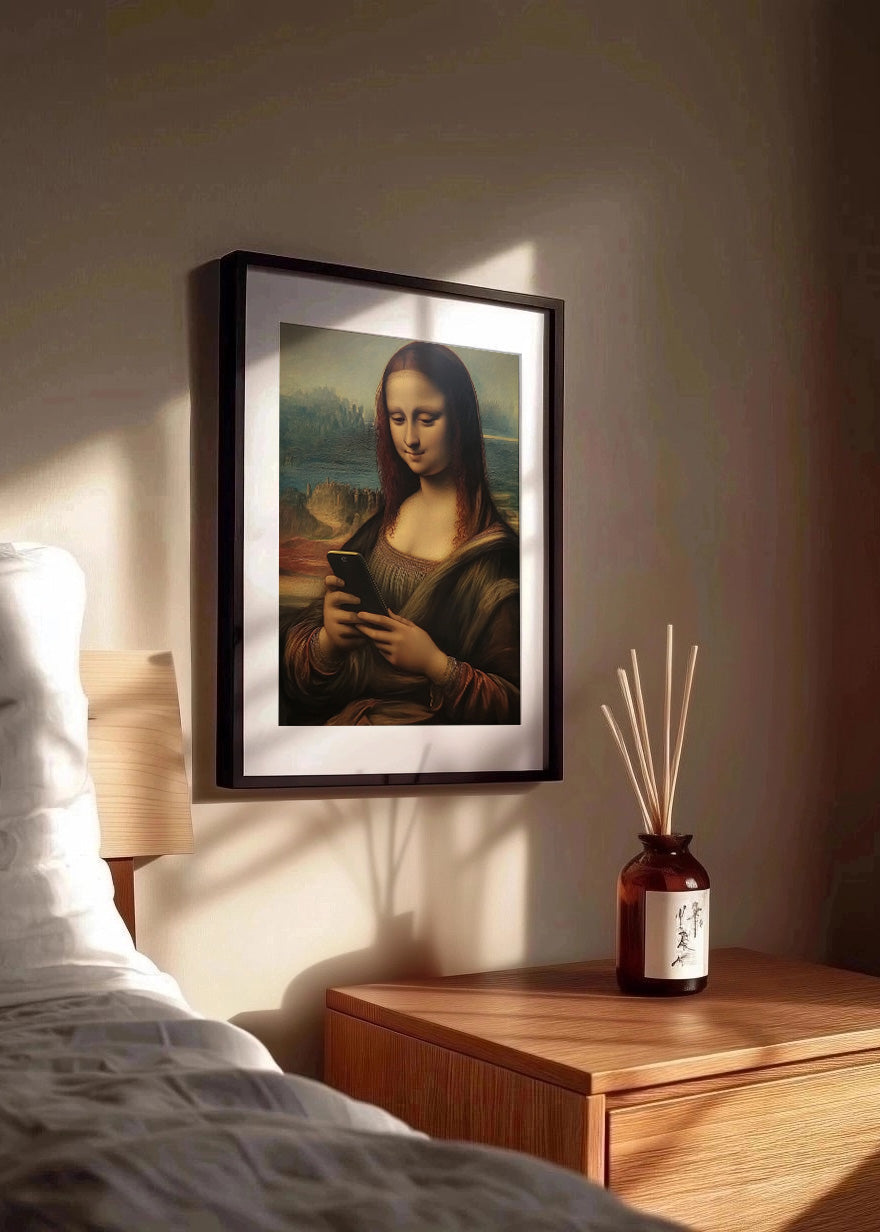 Cuadro ​La Mona Lisa chateando con el móvil