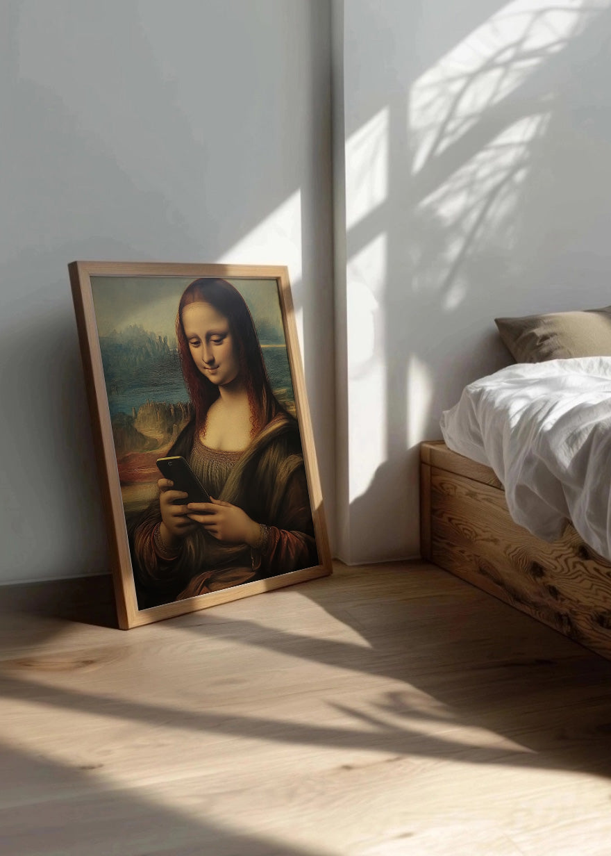 Cuadro ​La Mona Lisa chateando con el móvil