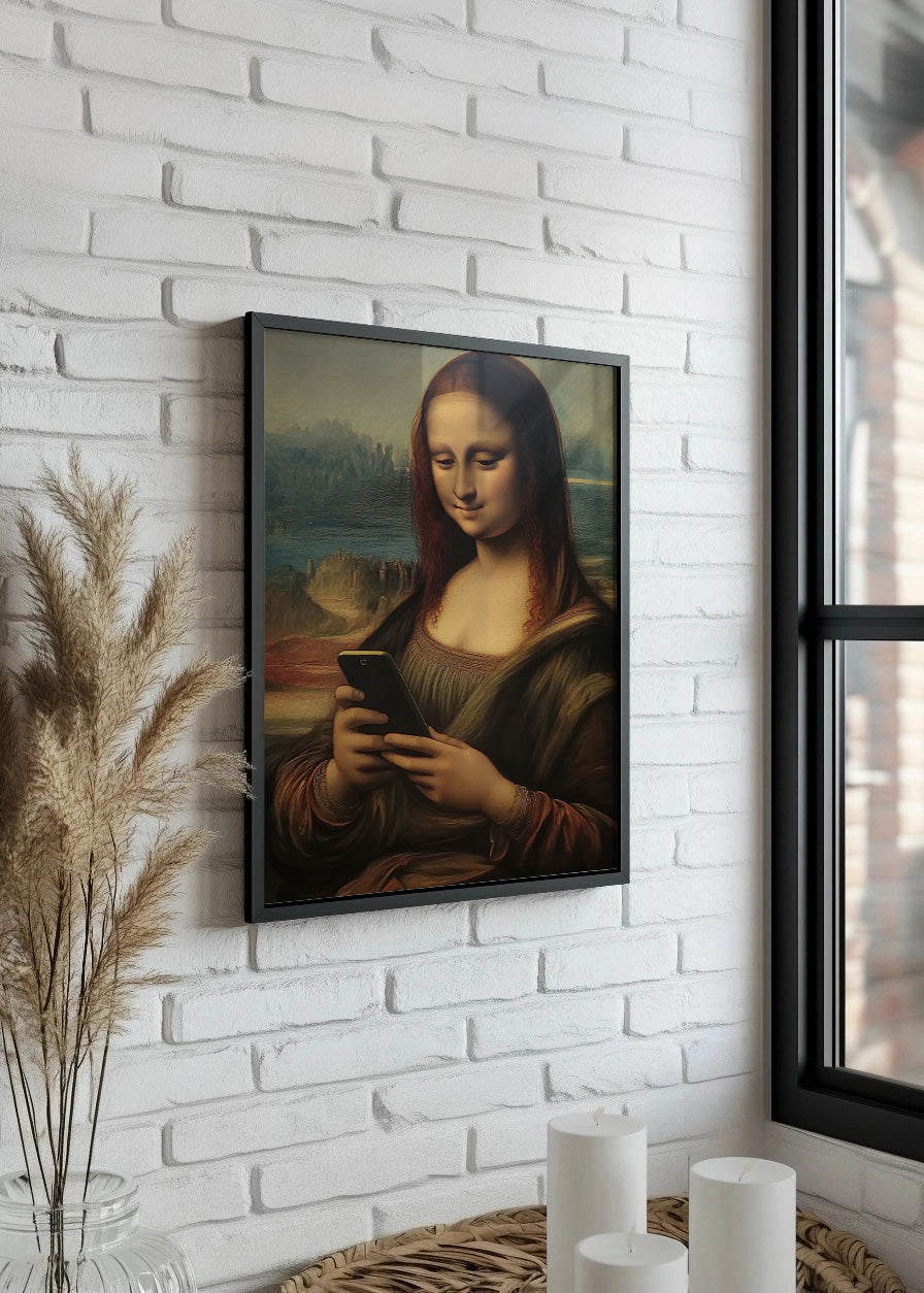 Cuadro ​La Mona Lisa chateando con el móvil