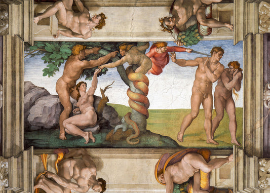 Cuadro ​La Tentación y la Expulsión del Paraíso (Miguel Ángel - Michelangelo)