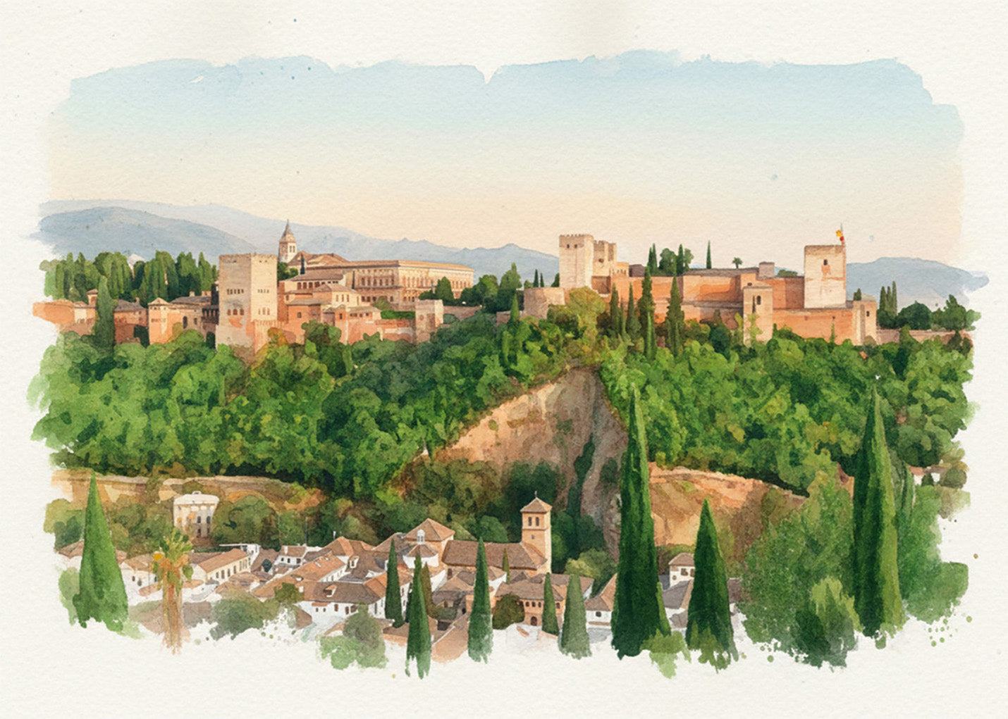 Cuadro La Alhambra de Granada - Acuarela