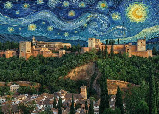 Cuadro La Alhambra de Granada - Noche Estrellada