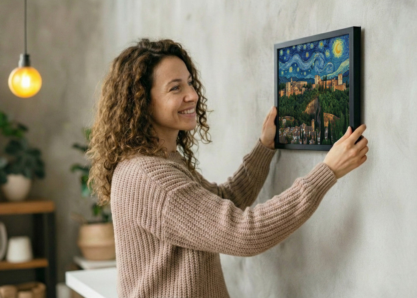 Cuadro La Alhambra de Granada - Noche Estrellada