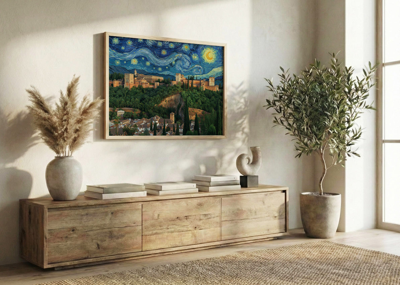 Cuadro La Alhambra de Granada - Noche Estrellada
