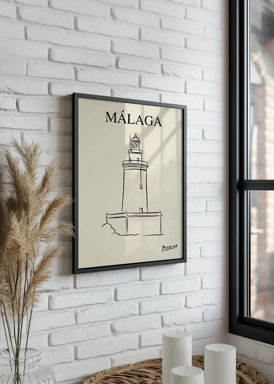 Cuadro La Farola de Málaga estilo Picasso