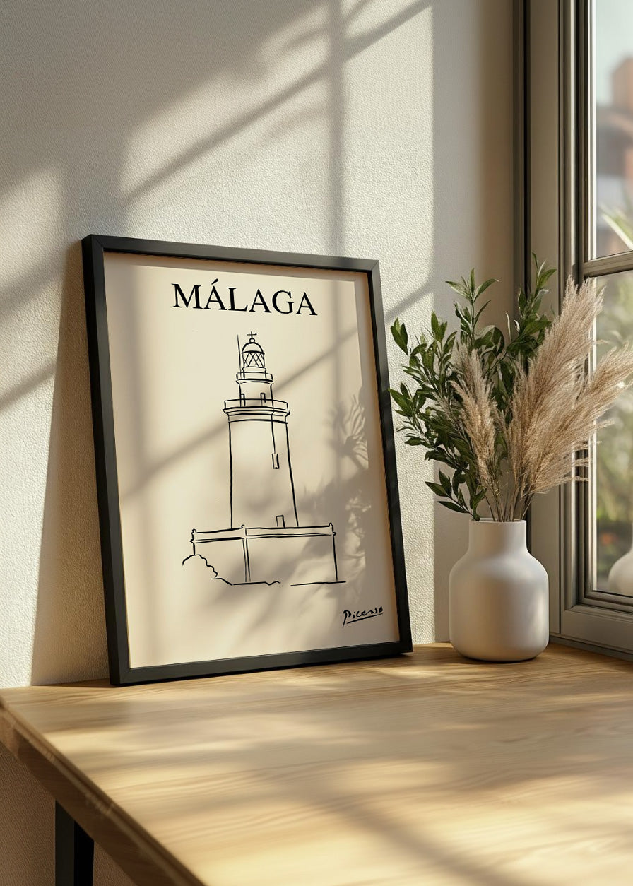 Cuadro La Farola de Málaga estilo Picasso