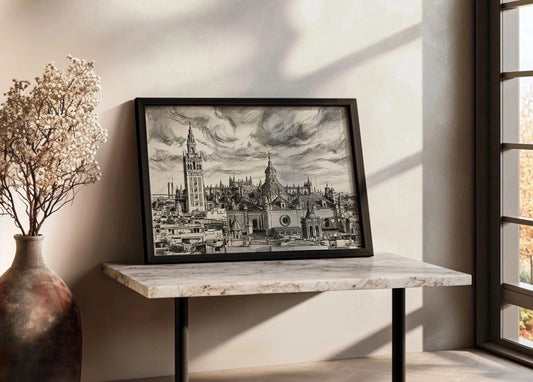 Cuadro La Giralda y Catedral de Sevilla estilo lápiz