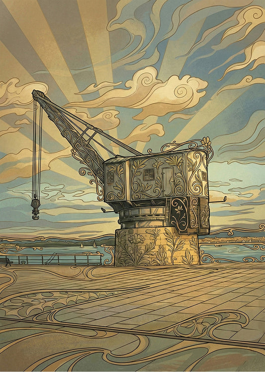 Cuadro La Grúa de Piedra de Santander - Art Nouveau