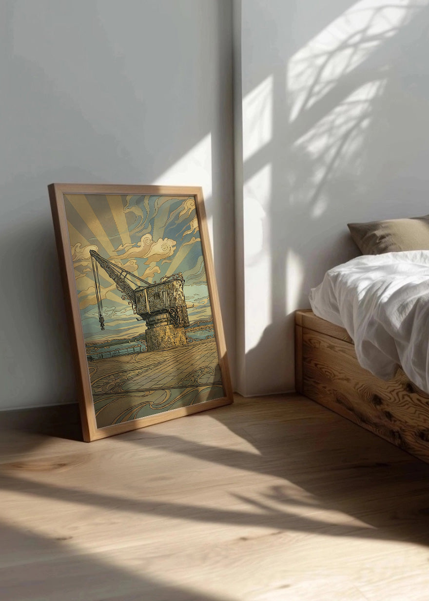 Cuadro La Grúa de Piedra de Santander - Art Nouveau