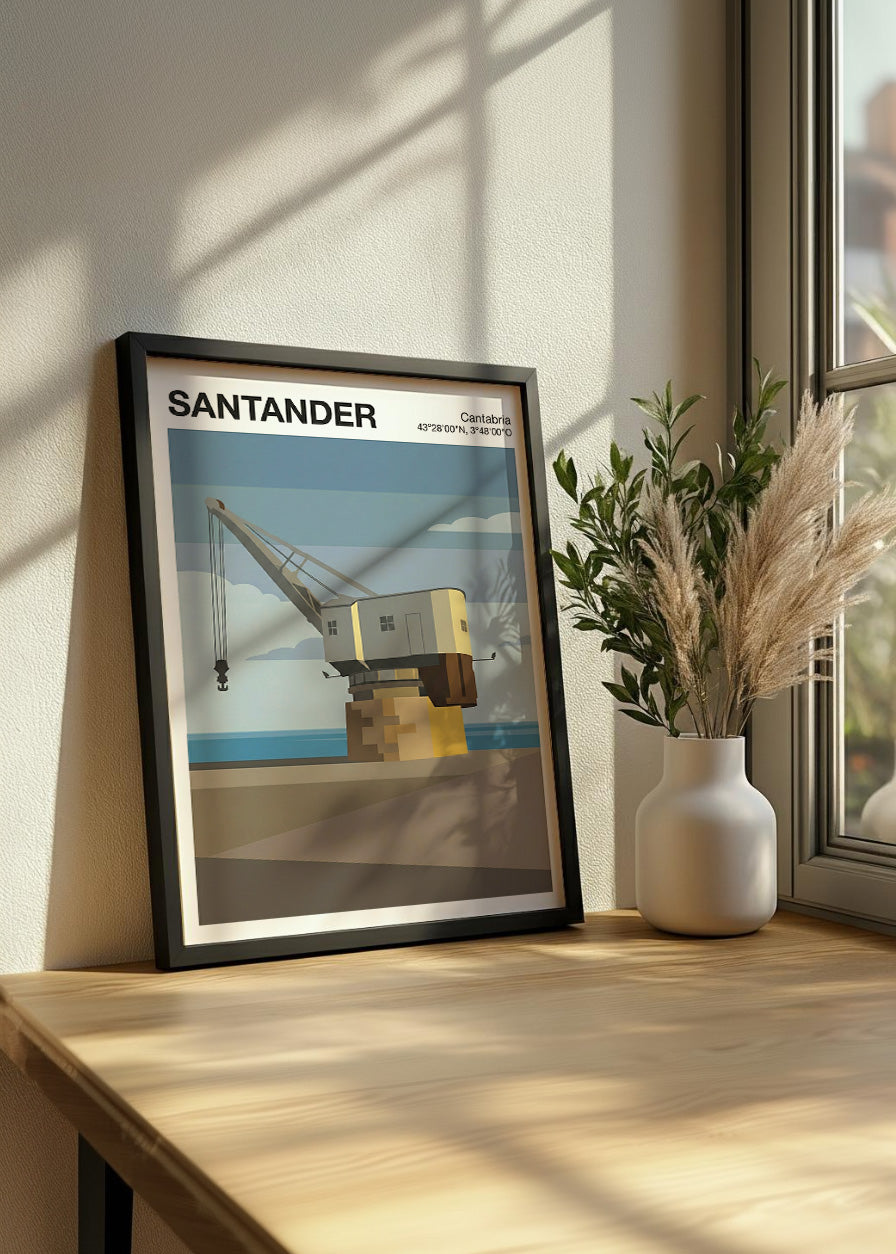 Cuadro La Grúa de Piedra de Santander con coordenadas