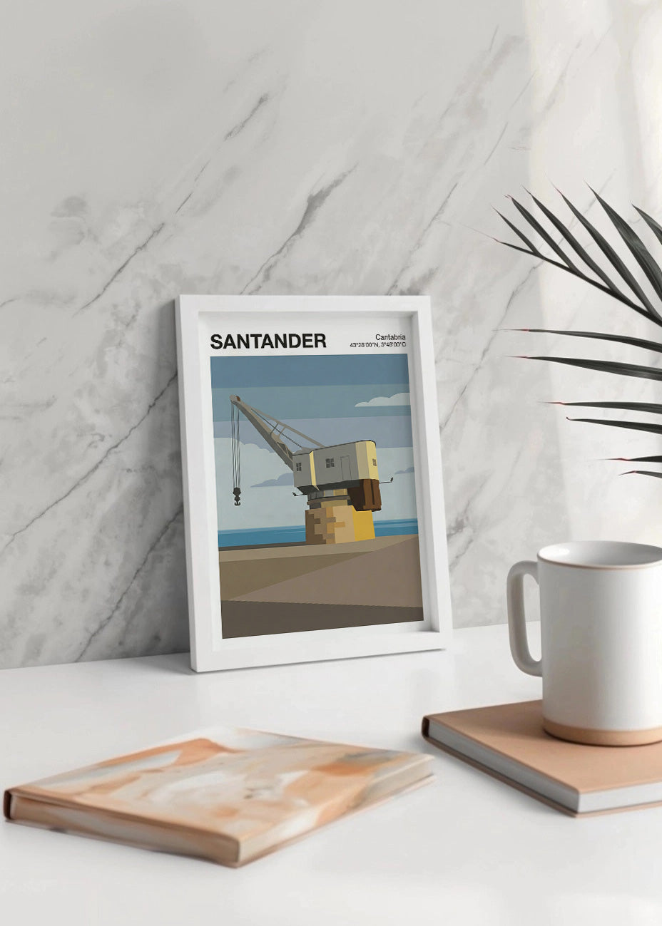 Cuadro La Grúa de Piedra de Santander con coordenadas