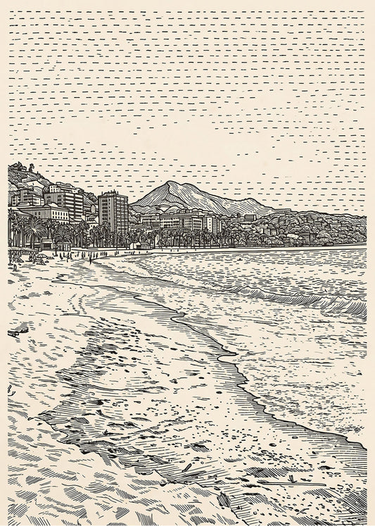 Cuadro La Malagueta y Málaga - Minimalista