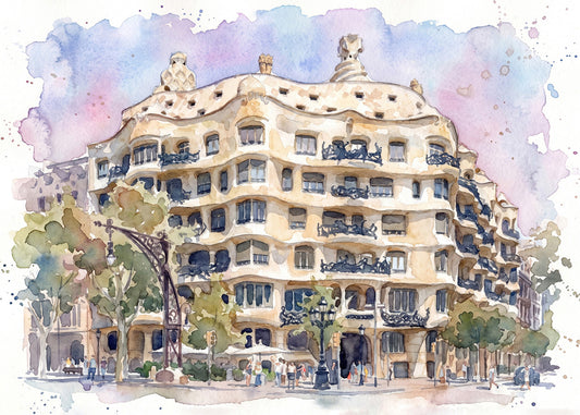 Cuadro La Pedrera efecto acuarela