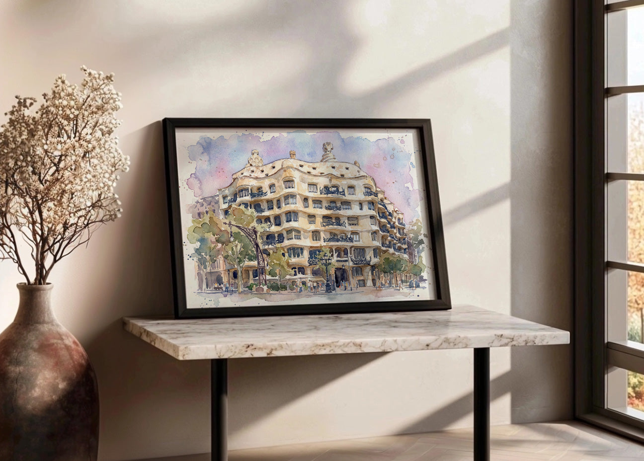 Cuadro La Pedrera efecto acuarela