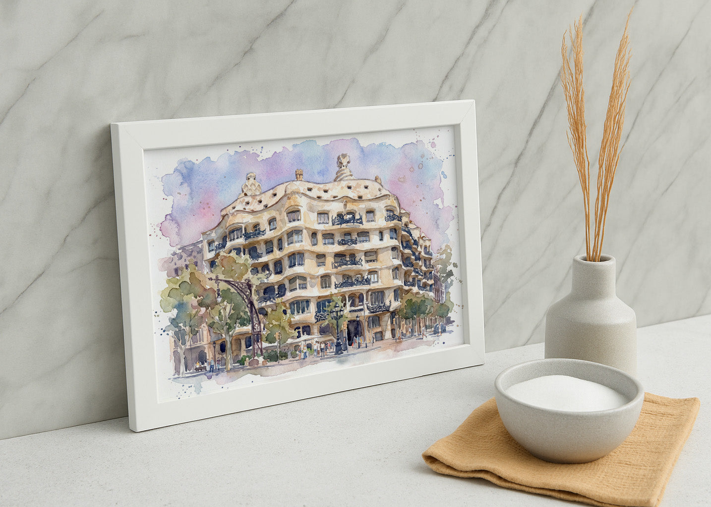 Cuadro La Pedrera efecto acuarela