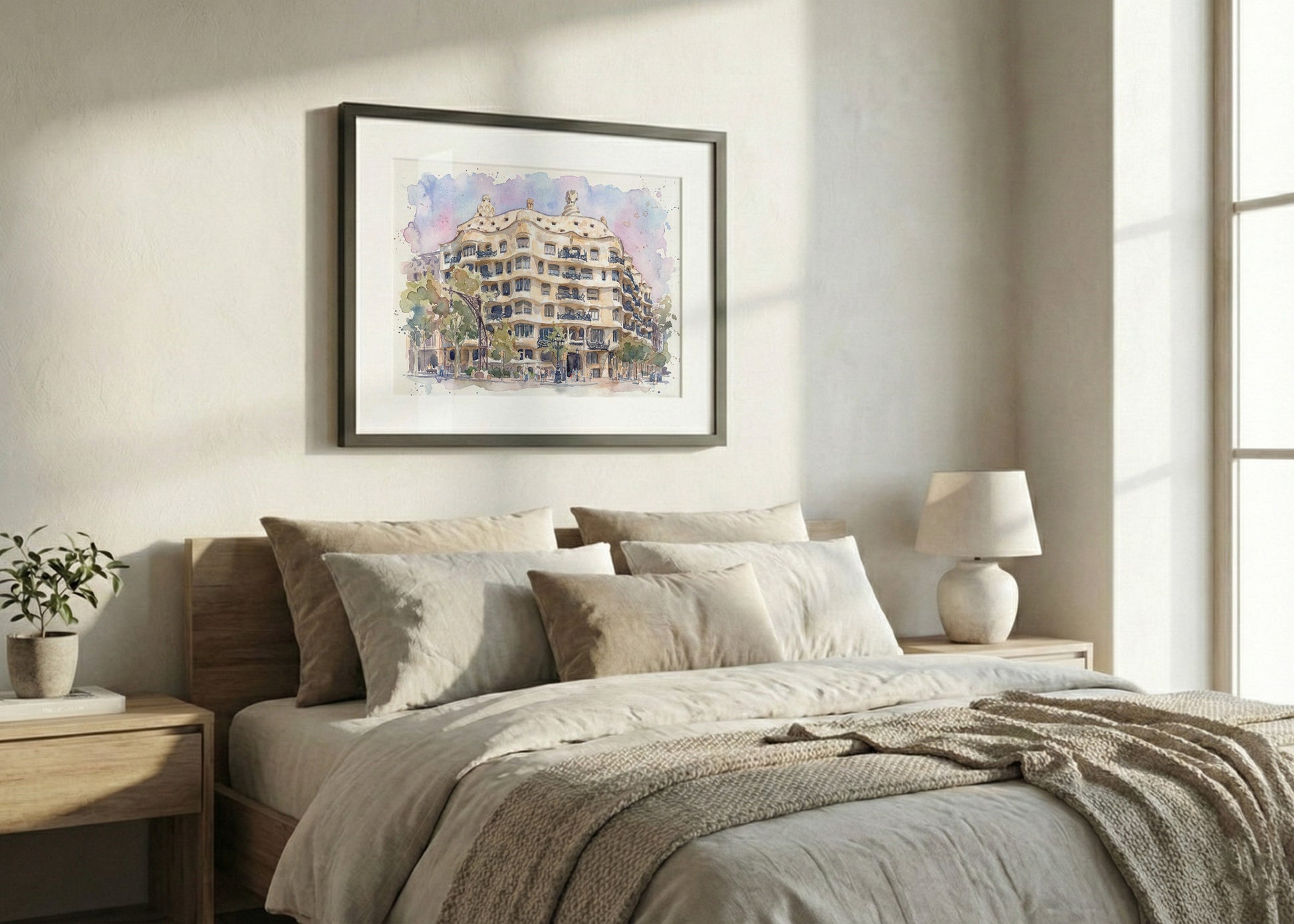 Cuadro La Pedrera efecto acuarela