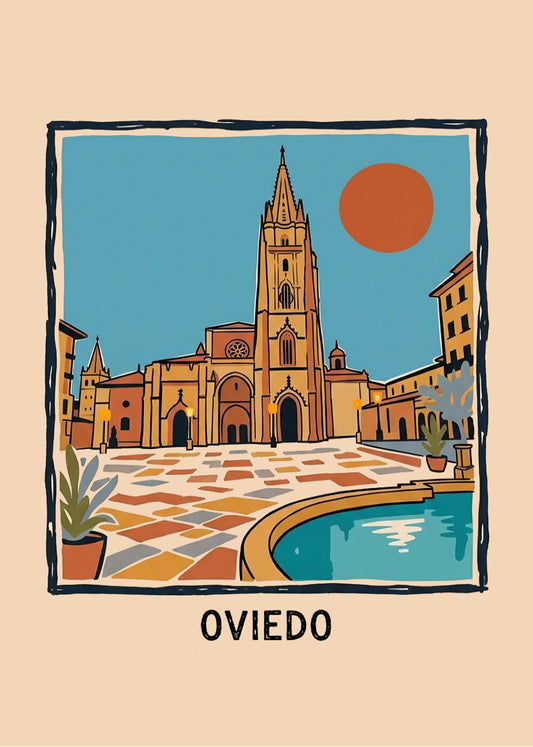 Cuadro La Plaza de la Catedral de Oviedo - Summer