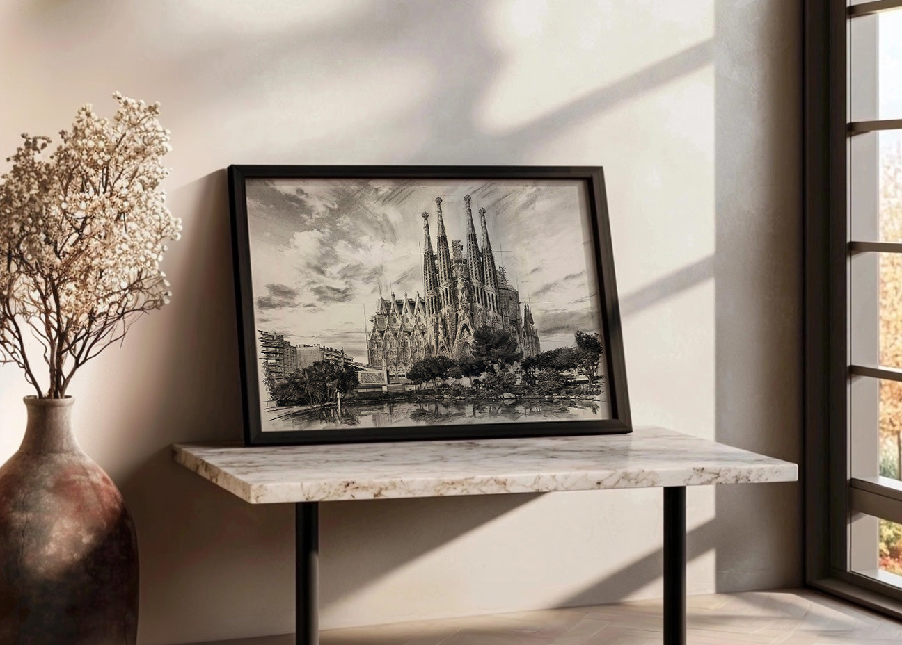 Cuadro La Sagrada Familia de Barcelona efecto lápiz