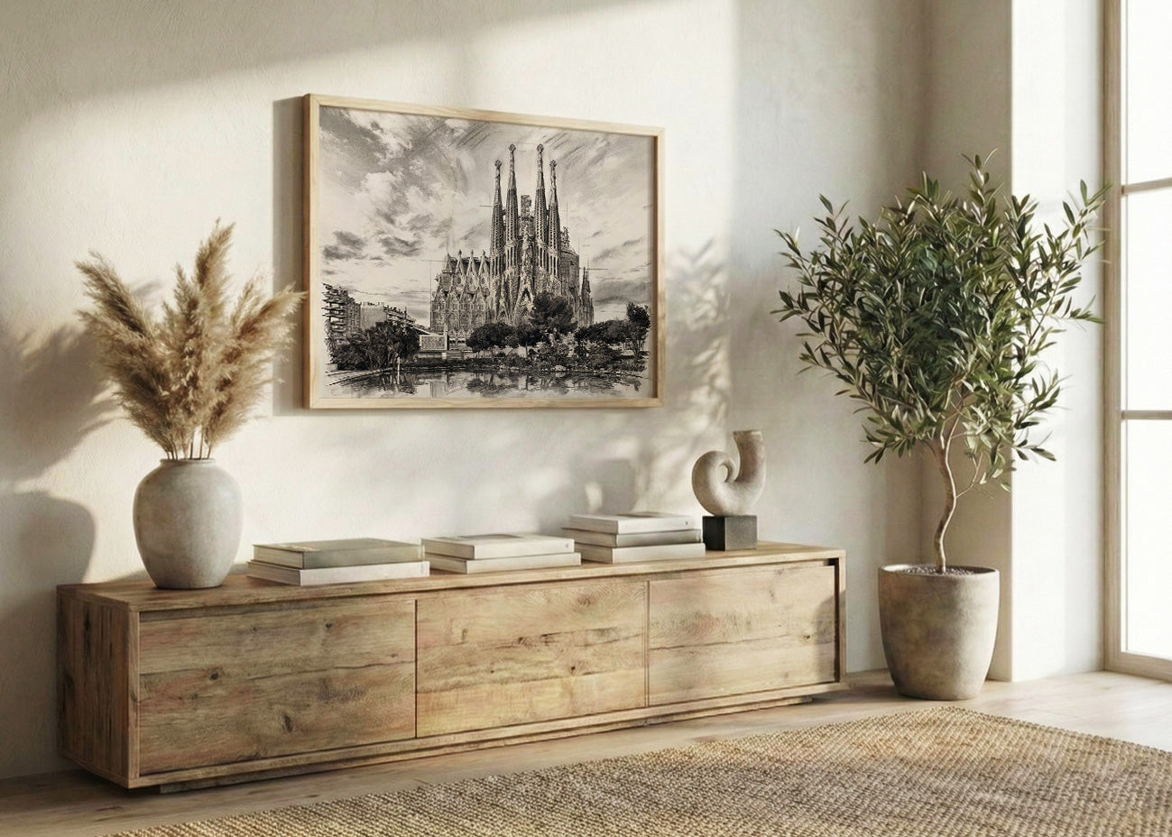 Cuadro La Sagrada Familia de Barcelona efecto lápiz