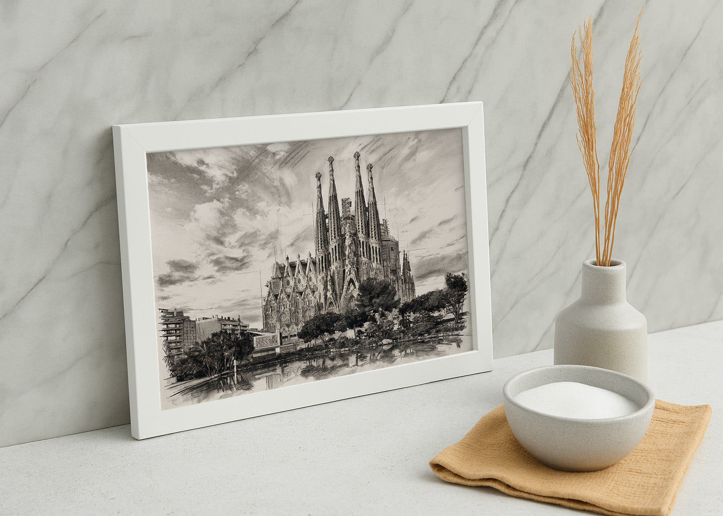 Cuadro La Sagrada Familia de Barcelona efecto lápiz