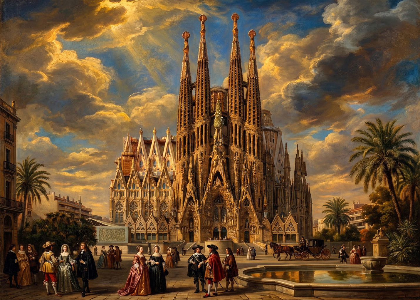 Cuadro La Sagrada Familia de Barcelona estilo barroco