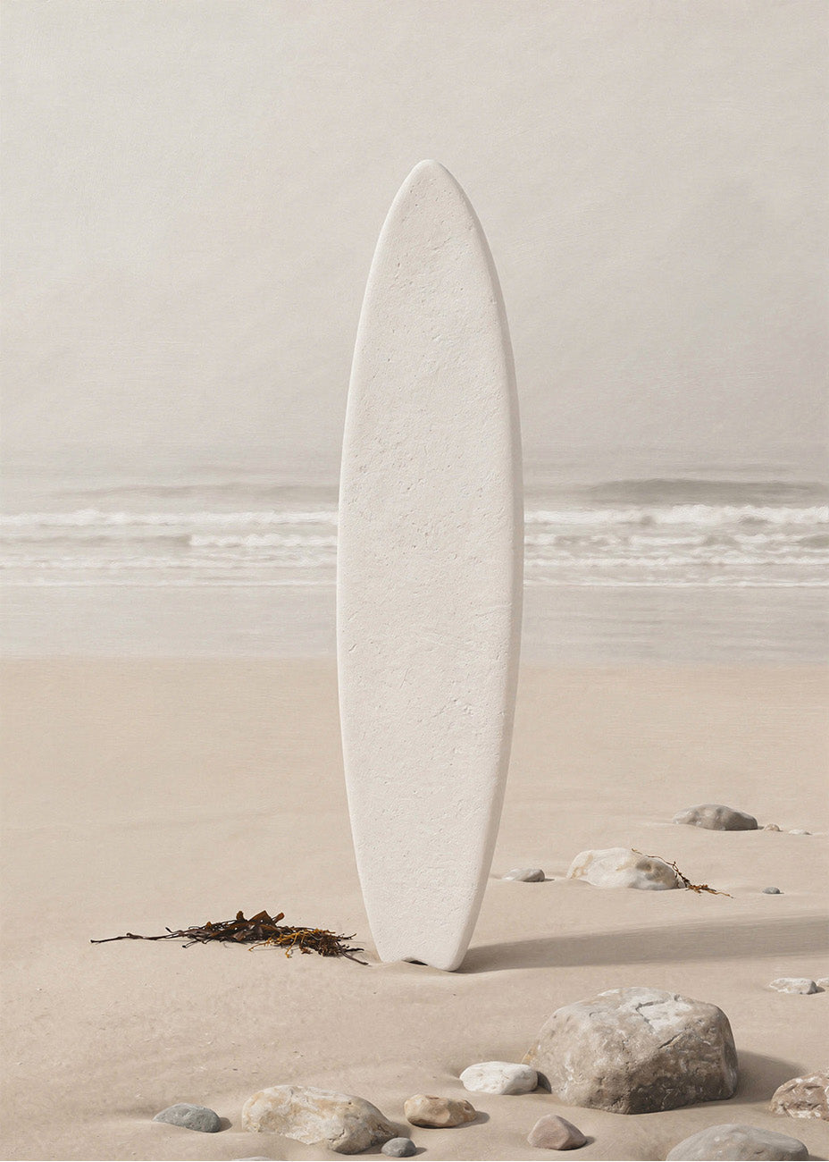 Cuadro La tabla de surf en la arena