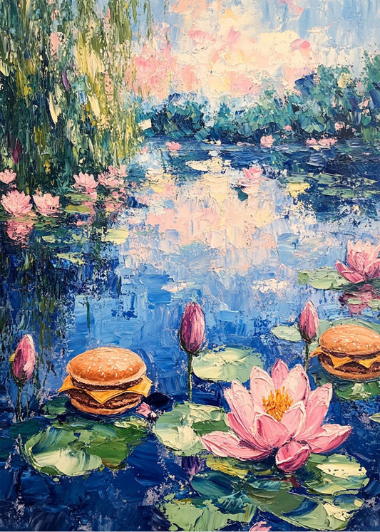 Cuadro ​Lago impresionista con hamburguesas