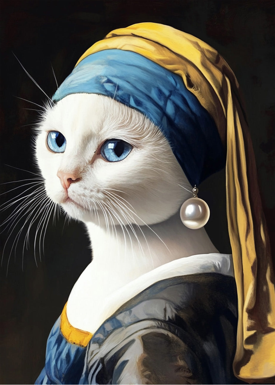 Cuadro ​La joven de la perla - Gato