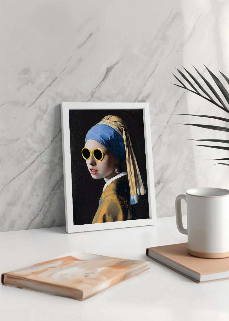 Cuadro ​La joven de la perla con gafas