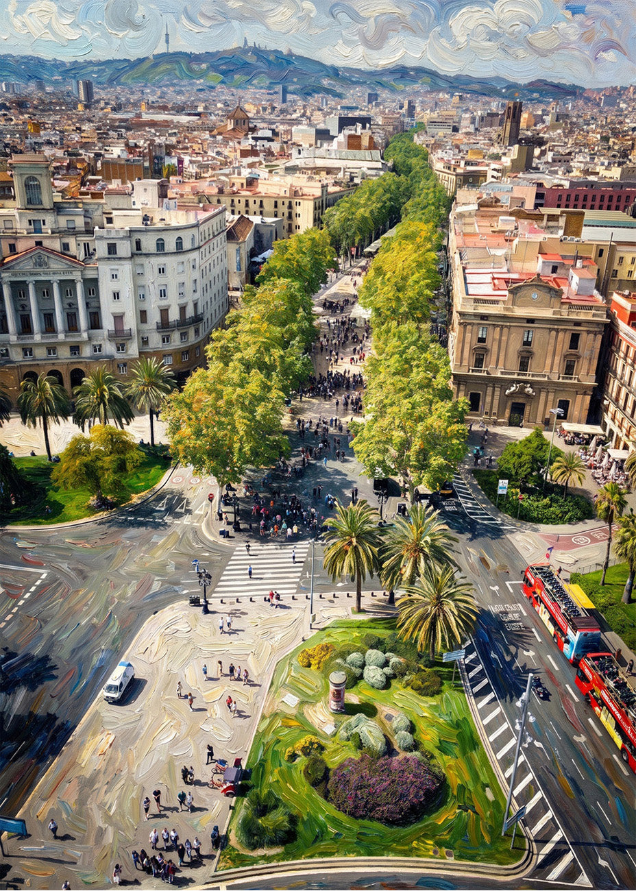 Cuadro Las Ramblas de Barcelona - Impresionista