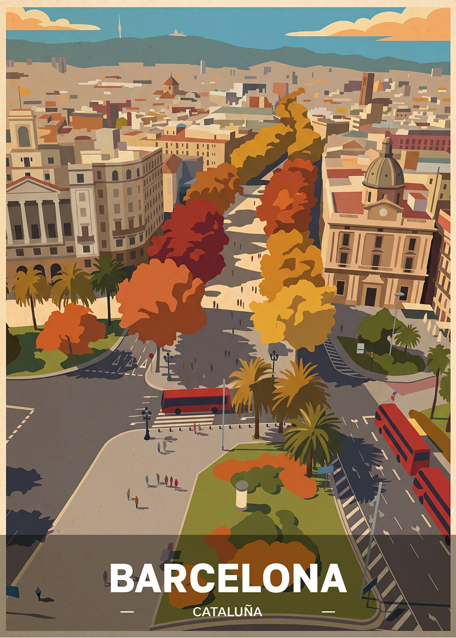 Cuadro Las Ramblas de Barcelona - Otoño_1