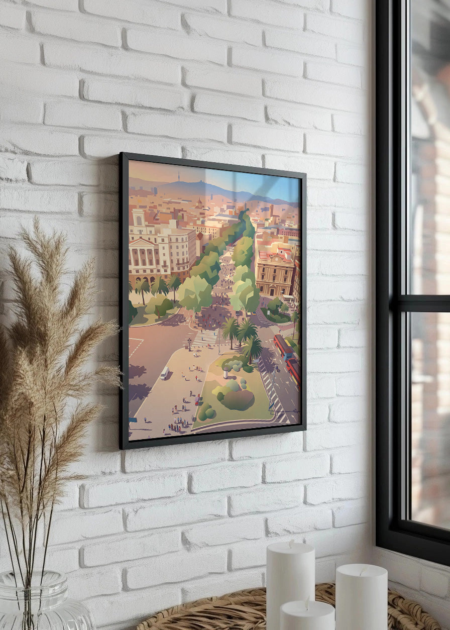 Cuadro Las Ramblas de Barcelona - Pastel