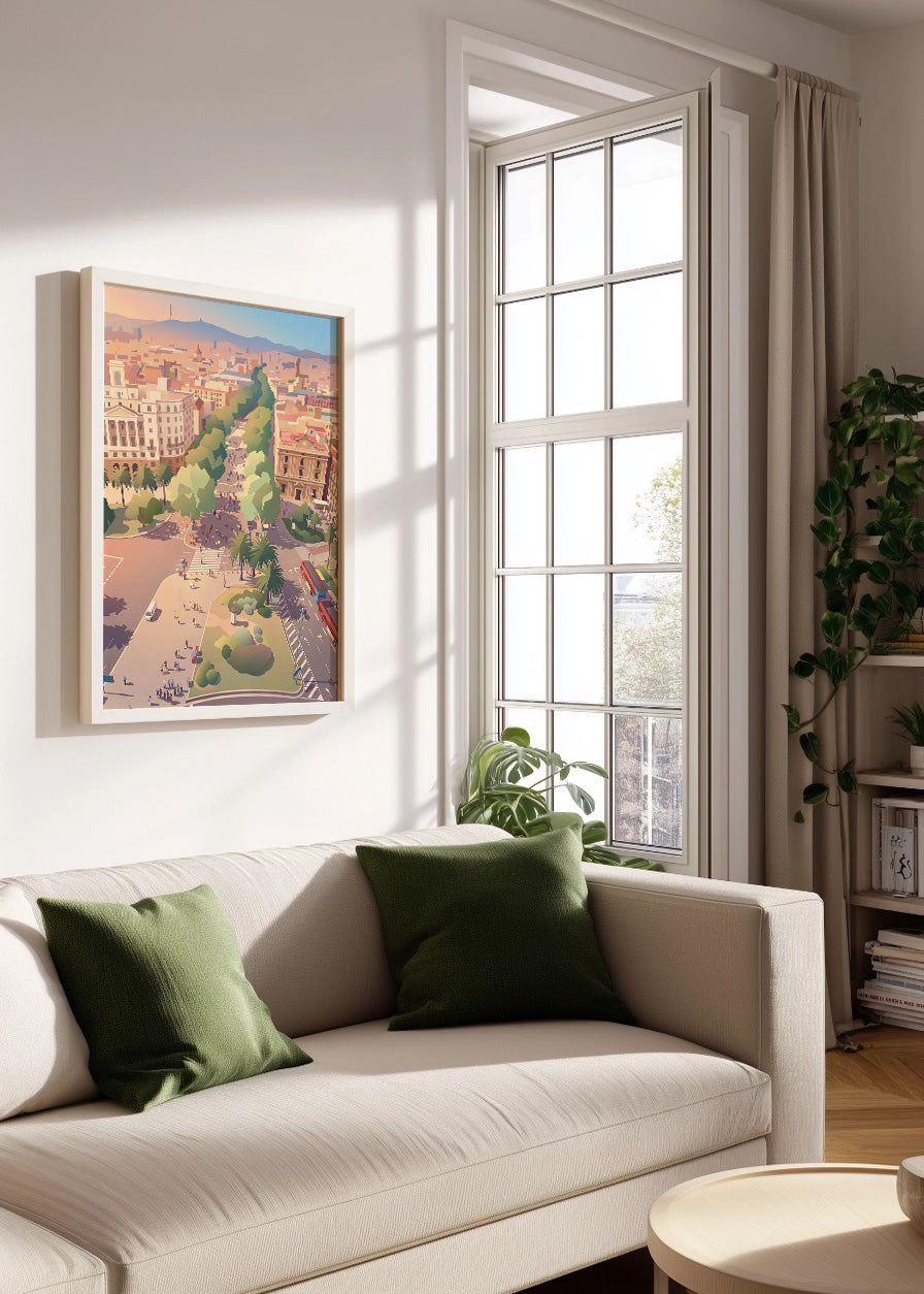 Cuadro Las Ramblas de Barcelona - Pastel