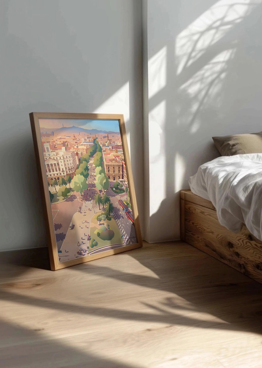 Cuadro Las Ramblas de Barcelona - Pastel