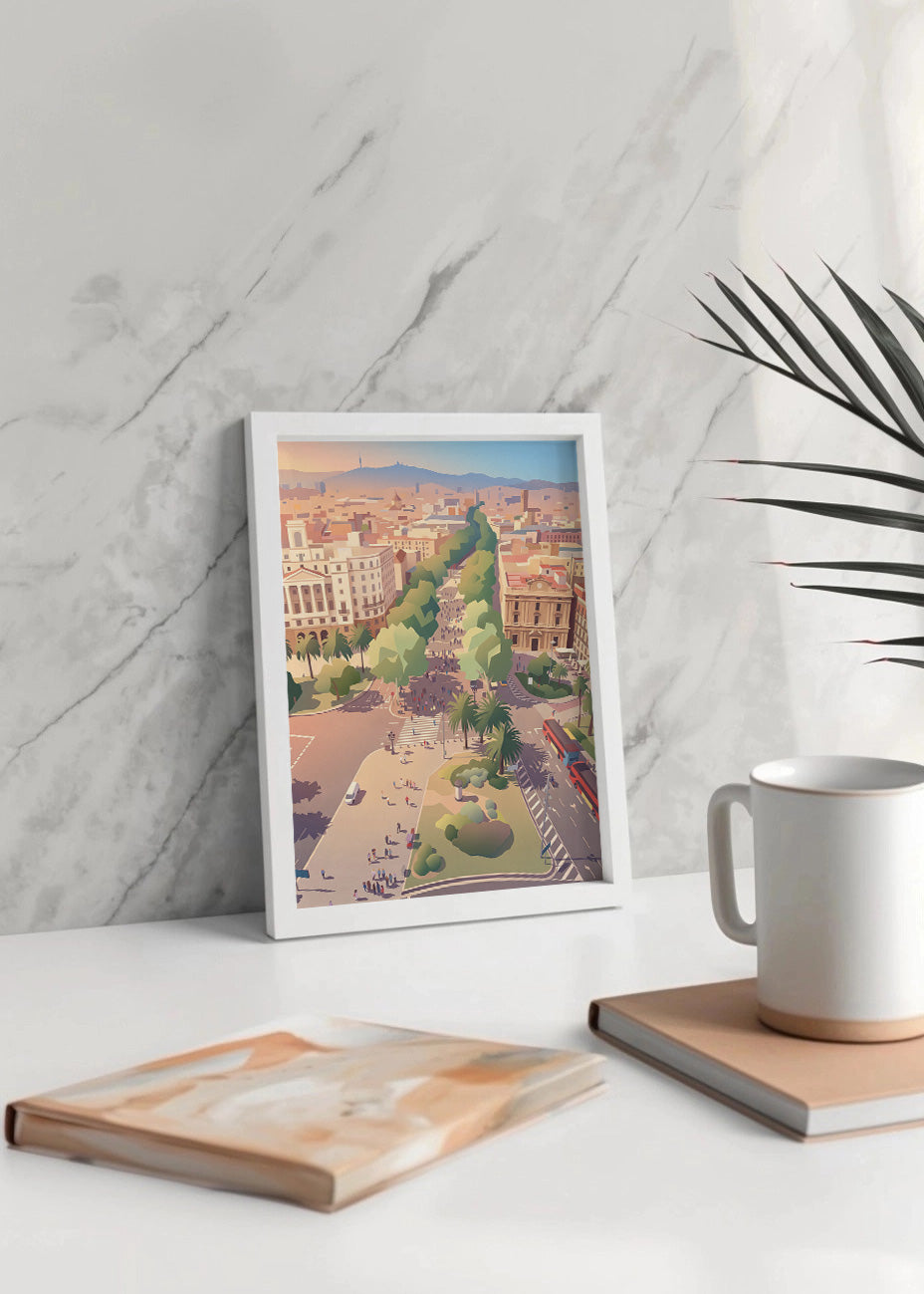 Cuadro Las Ramblas de Barcelona - Pastel
