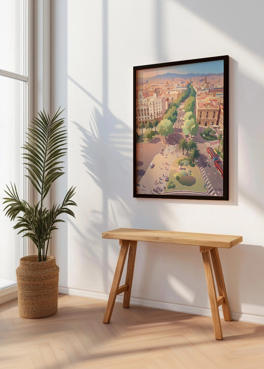 Cuadro Las Ramblas de Barcelona - Pastel