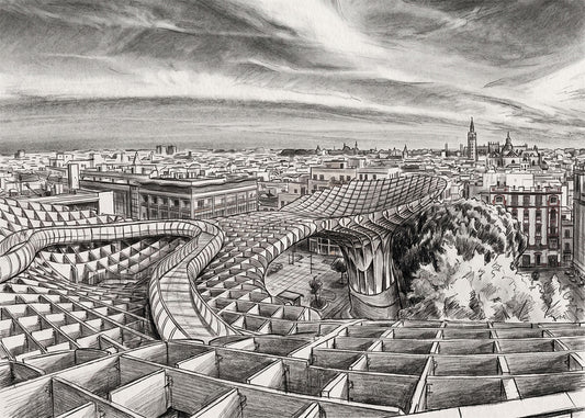 Cuadro Las Setas de Sevilla estilo lápiz
